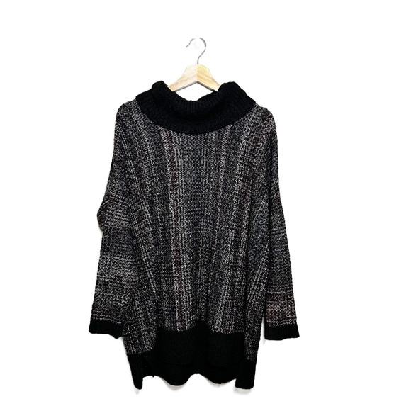 J.Jill PureJill Brown Black Marled Oversized Turtleneck Tunic Sweater - Picture 1 of 9